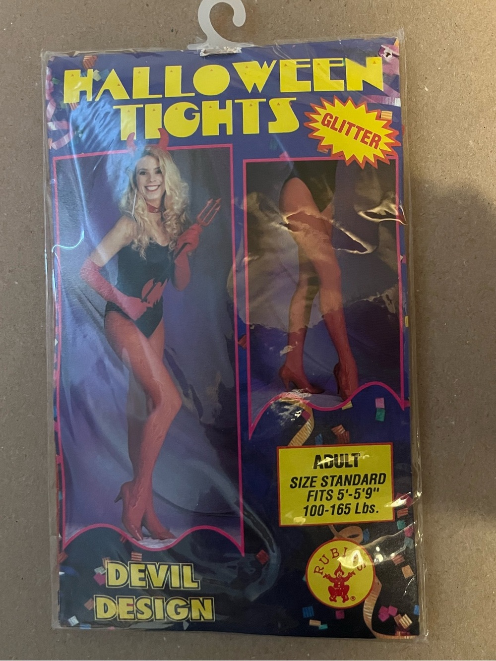 Vintage Devil Design Halloween Glitter Tights - Red